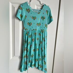 Posh Peanut Girls Blue Rainbow Heart Tetris Bamboo Short Sleeved Dress Size 6